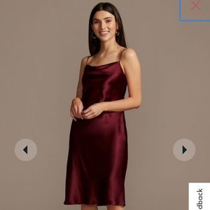 Satin midi spaghetti strap dress